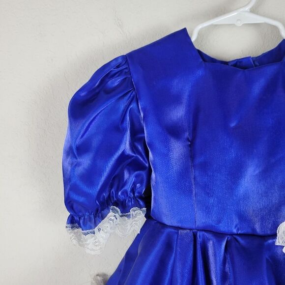 Handmade Royal Blue Tafetta And‎ Lace Pageant Holiday Dress - Picture 2 of 15